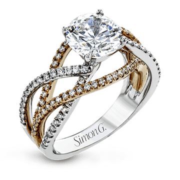 Round - Cut Criss - Cross Engagement Ring In 18k Gold With Diamonds - Simon G. Jewelry