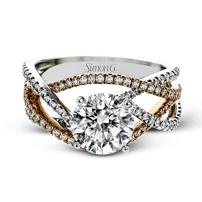 Round - Cut Criss - Cross Engagement Ring In 18k Gold With Diamonds - Simon G. Jewelry