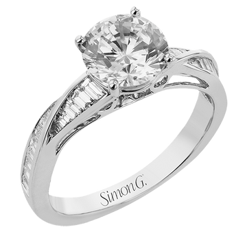 Round - Cut Criss - Cross Engagement Ring In 18k Gold With Diamonds - Simon G. Jewelry