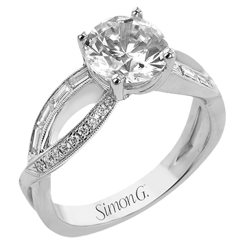 Round - Cut Criss - Cross Engagement Ring In 18k Gold With Diamonds - Simon G. Jewelry