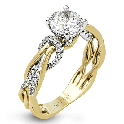 Round - Cut Criss - Cross Engagement Ring In 18k Gold With Diamonds - Simon G. Jewelry