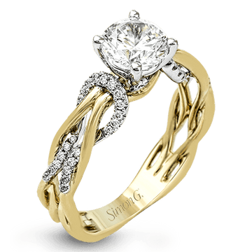 Round - Cut Criss - Cross Engagement Ring In 18k Gold With Diamonds - Simon G. Jewelry