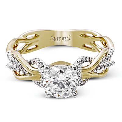 Round - Cut Criss - Cross Engagement Ring In 18k Gold With Diamonds - Simon G. Jewelry