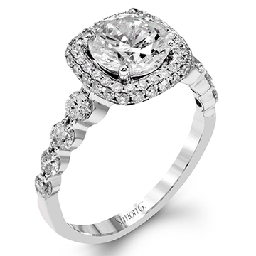 Round - Cut Double - Halo Engagement Ring In 18k Gold With Diamonds - Simon G. Jewelry