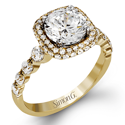 Round - Cut Double - Halo Engagement Ring In 18k Gold With Diamonds - Simon G. Jewelry