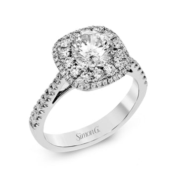 Round - Cut Double - Halo Engagement Ring In 18k Gold With Diamonds - Simon G. Jewelry