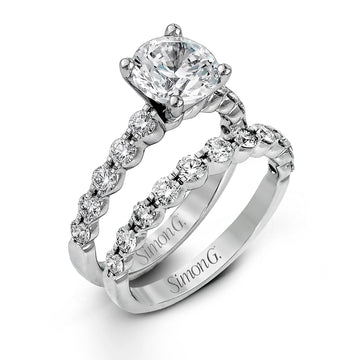 Round - cut Engagement Ring and Matching Wedding Band in 18k Gold with Diamonds - Simon G. Jewelry