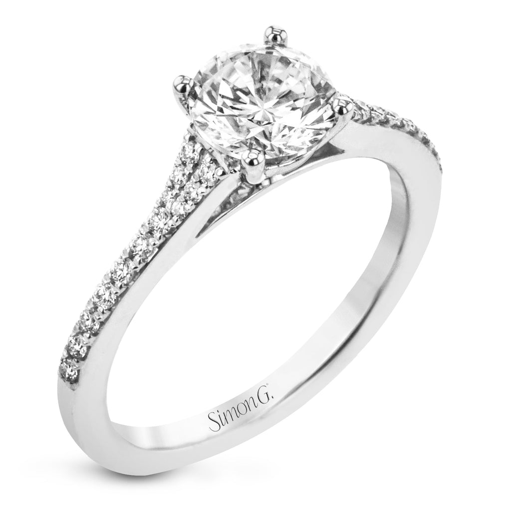 Round - Cut Engagement Ring In 18k Gold With Diamonds - Simon G. Jewelry