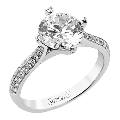 Round - Cut Engagement Ring In 18k Gold With Diamonds - Simon G. Jewelry