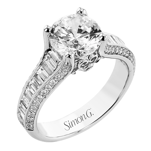 Round - Cut Engagement Ring In 18k Gold With Diamonds - Simon G. Jewelry