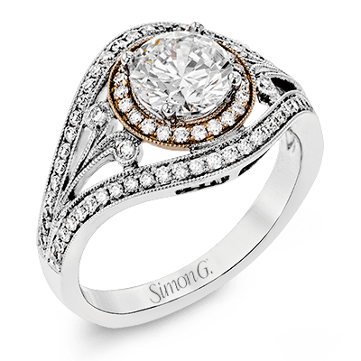 Round - cut Engagement Ring in 18k Gold with Diamonds - Simon G. Jewelry