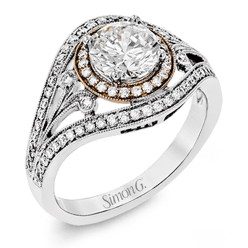 Round - cut Engagement Ring in 18k Gold with Diamonds - Simon G. Jewelry