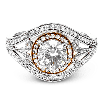 Round - cut Engagement Ring in 18k Gold with Diamonds - Simon G. Jewelry