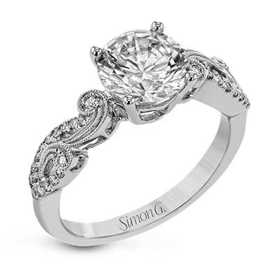 Round - cut Engagement Ring in 18k Gold with Diamonds - Simon G. Jewelry