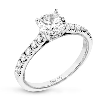 Round - Cut Engagement Ring In 18k Gold With Diamonds - Simon G. Jewelry