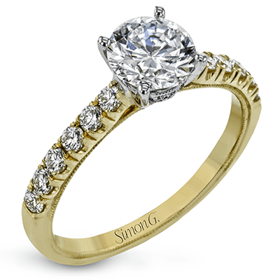 Round - Cut Engagement Ring In 18k Gold With Diamonds - Simon G. Jewelry