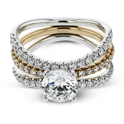 Round - cut Engagement Ring & Matching Wedding Band in 18k Gold with Diamonds - Simon G. Jewelry