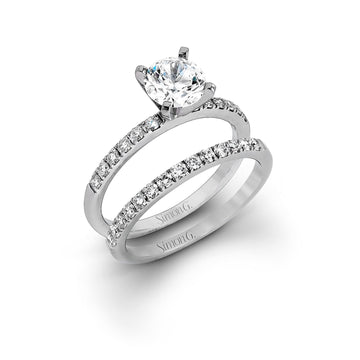 Round - cut Engagement Ring & Matching Wedding Band in 18k Gold with Diamonds - Simon G. Jewelry