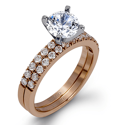 Round - cut Engagement Ring & Matching Wedding Band in 18k Gold with Diamonds - Simon G. Jewelry