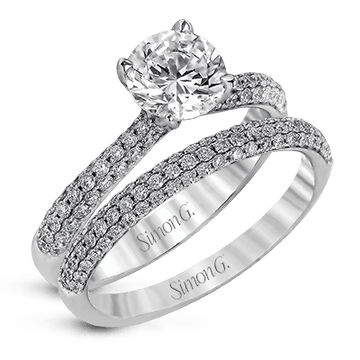 Round - cut Engagement Ring & Matching Wedding Band in 18K Gold with Diamonds - Simon G. Jewelry