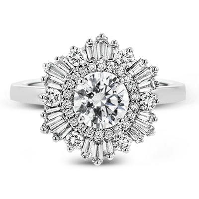 Round - cut Flower Halo Engagement Ring in 18k Gold with Diamonds - Simon G. Jewelry