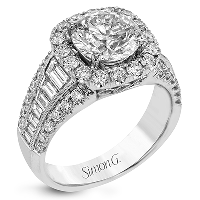 Round - Cut Halo Engagement Ring In 18k Gold With Diamonds - Simon G. Jewelry