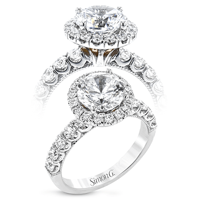 Round - Cut Halo Engagement Ring In 18k Gold With Diamonds - Simon G. Jewelry