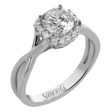 Round - Cut Halo Engagement Ring In 18k Gold With Diamonds - Simon G. Jewelry