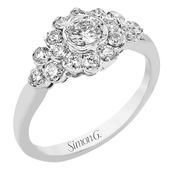 Round - Cut Halo Engagement Ring In 18k Gold With Diamonds - Simon G. Jewelry