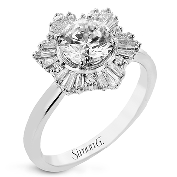 Round - cut Halo Engagement Ring in 18k Gold with Diamonds - Simon G. Jewelry