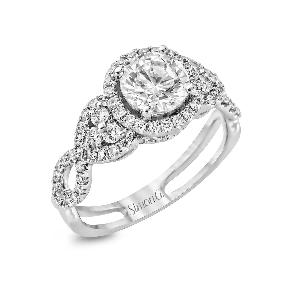 Round - cut Halo Engagement Ring in 18k Gold with Diamonds - Simon G. Jewelry