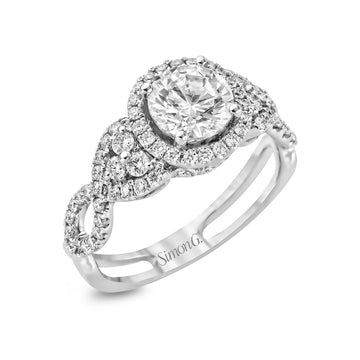 Round - cut Halo Engagement Ring in 18k Gold with Diamonds - Simon G. Jewelry