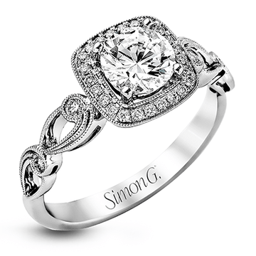 Round - Cut Halo Engagement Ring In 18k Gold With Diamonds - Simon G. Jewelry