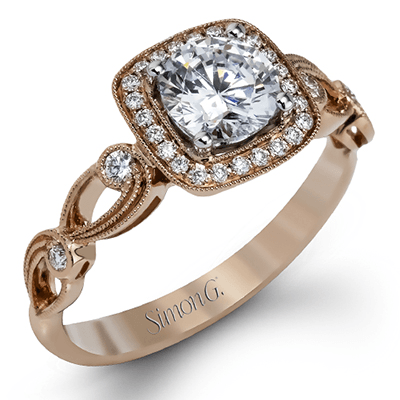 Round - Cut Halo Engagement Ring In 18k Gold With Diamonds - Simon G. Jewelry