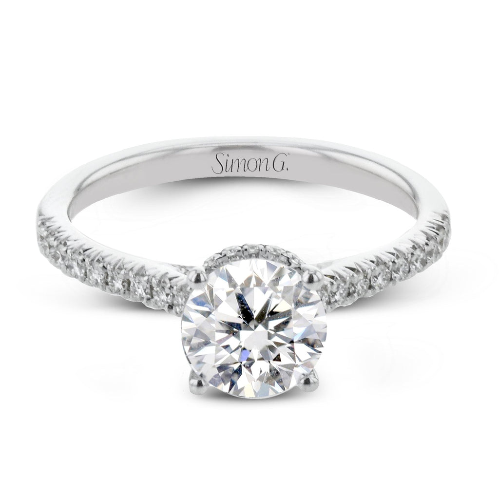 Round - Cut Hidden Halo Engagement Ring In 18k Gold With Diamonds - Simon G. Jewelry