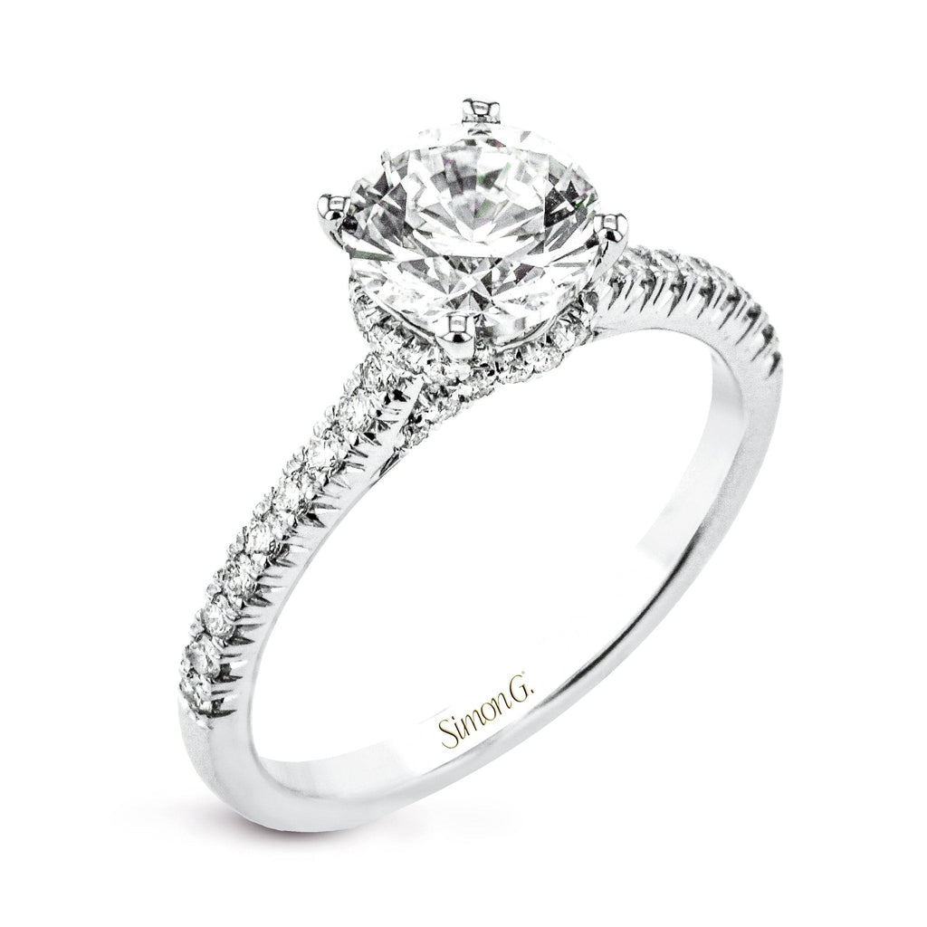 Round - Cut Hidden Halo Engagement Ring In 18k Gold With Diamonds - Simon G. Jewelry