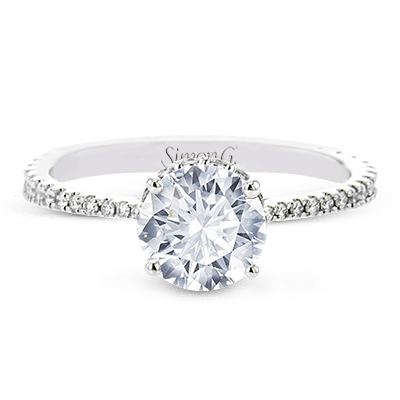 Round - Cut Hidden Halo Engagement Ring In 18k Gold With Diamonds - Simon G. Jewelry