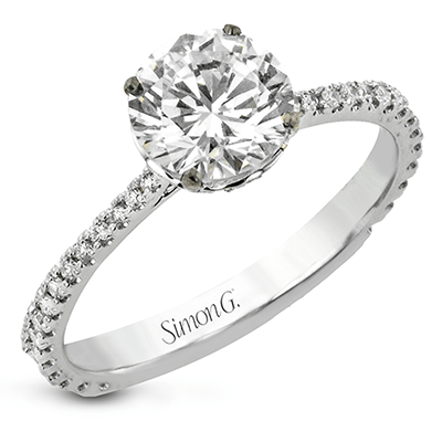 Round - Cut Hidden Halo Engagement Ring In 18k Gold With Diamonds - Simon G. Jewelry