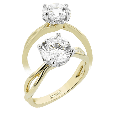 Round - cut Hidden Halo Engagement Ring in 18k Gold with Diamonds - Simon G. Jewelry