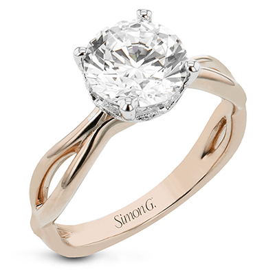 Round - cut Hidden Halo Engagement Ring in 18k Gold with Diamonds - Simon G. Jewelry