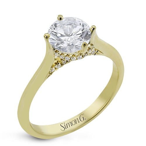 Round - Cut Hidden Halo Engagement Ring In 18k Gold With Diamonds - Simon G. Jewelry