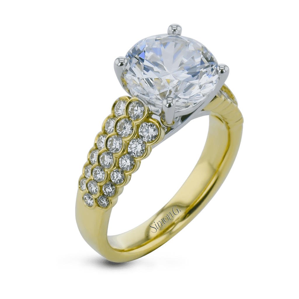 Round - cut Micro - bezel Engagement Ring in 18k Gold with Diamonds - Simon G. Jewelry