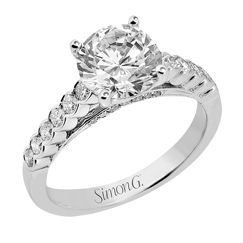 Round - cut Micro - bezel Engagement Ring in 18k Gold with Diamonds - Simon G. Jewelry