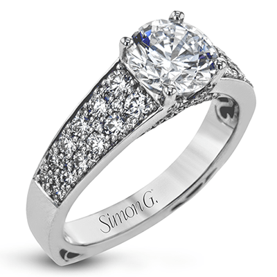 Round - cut Simon - set Engagement Ring in 18k Gold with Diamonds - Simon G. Jewelry