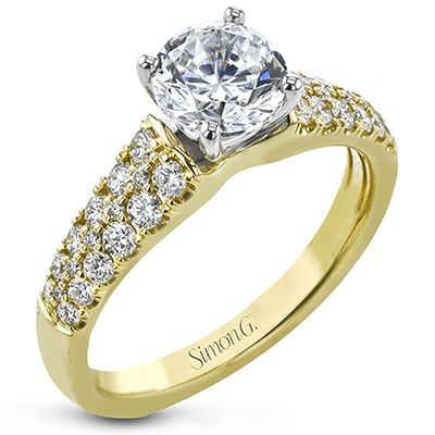 Round - cut Simon - set Engagement Ring in 18k Gold with Diamonds - Simon G. Jewelry