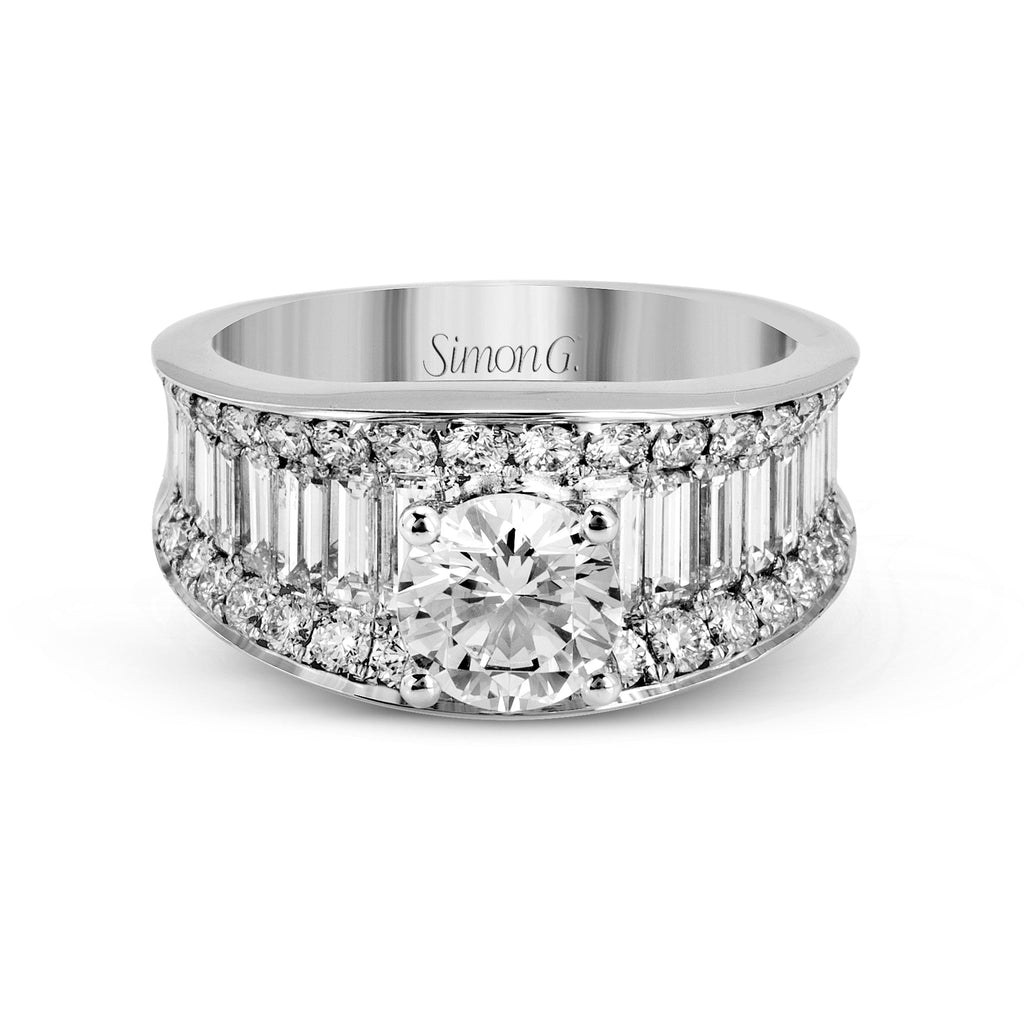 Round - Cut Simon - Set Engagement Ring In 18k Gold With Diamonds - Simon G. Jewelry