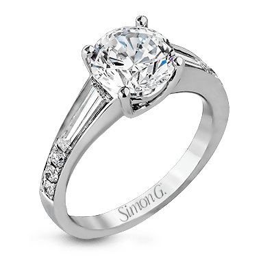 Round - Cut Simon - Set Engagement Ring In 18k Gold With Diamonds - Simon G. Jewelry