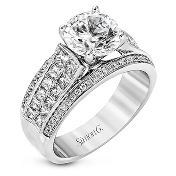 Round - Cut Simon - Set Engagement Ring In 18k Gold With Diamonds - Simon G. Jewelry