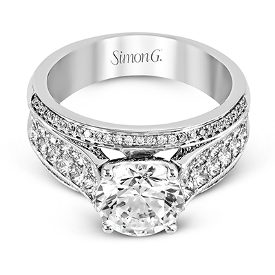 Round - Cut Simon - Set Engagement Ring In 18k Gold With Diamonds - Simon G. Jewelry