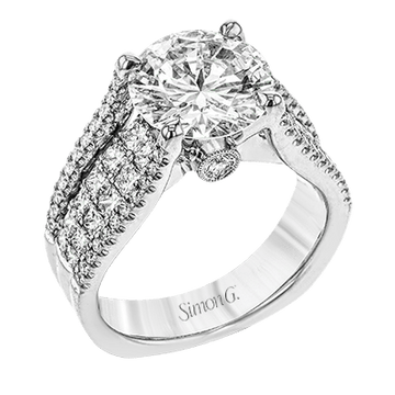 Round - Cut Simon - Set Engagement Ring In 18k Gold With Diamonds - Simon G. Jewelry